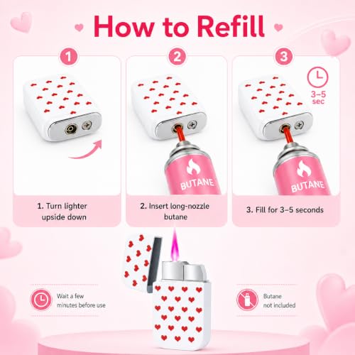 Encendedor mini soplete corazón rojo rellenable miniatura 4