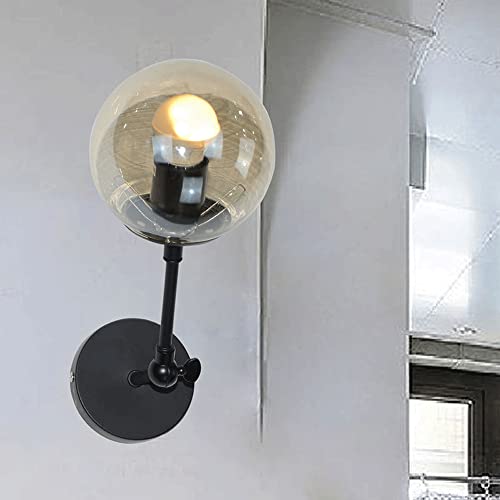 Lámpara de pared de globo retro con aplique de pared de metal ajustable 3