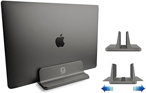 Vertical Laptop Stand for Desk [Adjustable] Sturdy Aluminum Dock Fits All Laptops (up to 20.3 inches) Space Saving, Modern Compact Holder, Compatible with MacBook Pro/Air, Surface, HP, Dell (Gray)