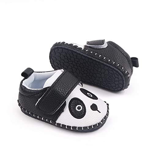 LIDIANO Baby Non Slip Rubber Sole Cartoon First Walking Slippers Crib Shoes Newborn Infant Toddler Training Shoes (0-6 Months, Panda)