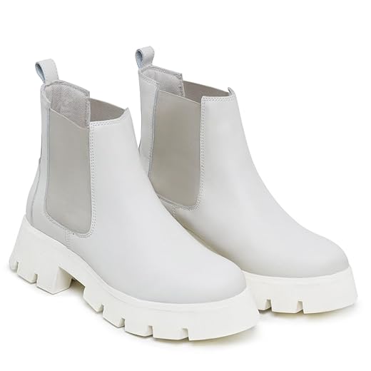 Bota Coturno Couro Feminino Sola Leve Robusta Tratorada Elástico Laterais Estilo Conforto