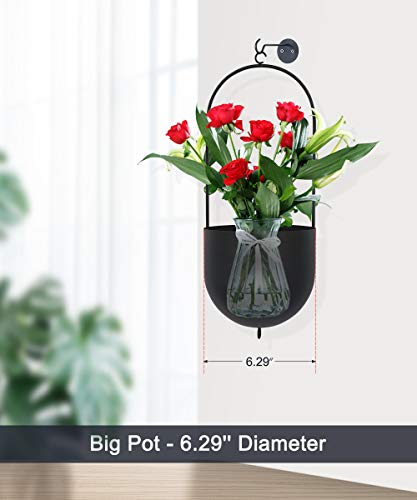 Ibigbean Set Of 2 Metal Hanging Planters - Flower Pots Matte Black - Big Size Pots - Mid Century Modern For Home Dector Indoor & Outdoor #TOP3