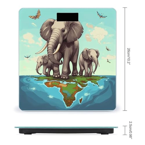 Báscula digital de baño Elephants con pantalla LCD grande miniatura 2