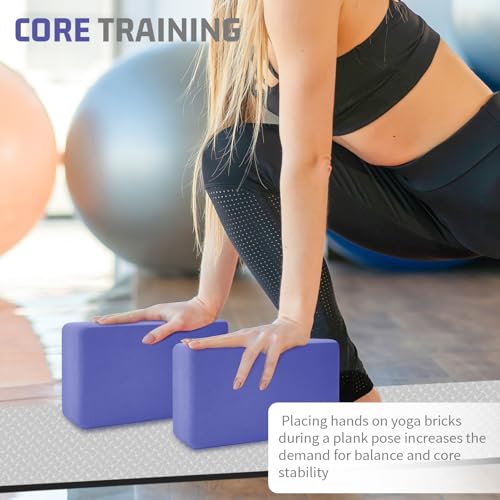 Yoga Blocks 4 Pack - Premium EVA Foam Bricks for Pilates Workout, Stretching, Meditation - Yoga Brick for Flexibility, Balance, Spine Strength, Non-slip and Lightweight