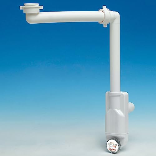SOTECH Siphon d'économie d'espace avec ouverture de révision, 32-40 mm, blanc, siphon d'économie d'espace, garniture de vidage pour cuisine et salle de bains