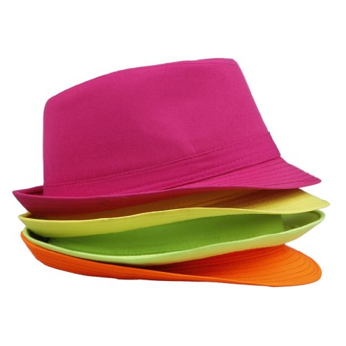 Orien Unisex Men Women Fedora Trilby Hat Solid Color Sun Jazz Cap Orange #TOP5