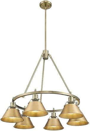 Golden Lighting 3306-6 AB-BCB Orwell - 6 Light Chandelier-20.38 Inches Tall and 29 Inches Wide, Finish Color: Aged Brass, Shade Color: Brushed Champagne Bronze