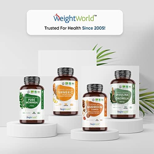 Organic Spirulina and Chlorella Capsules - 2250mg Per 3 Spirulina Chlorella Powder Capsules - 180 Vegan Superfood Powder Capsules - Soil Association Certified Alkaline Supplement - Made in The EU