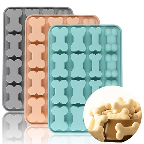 Repostería Y Helados, Pet Products Paquete de 3 moldes de silicona para huesos de perro, molde para hornear, se utiliza para gelatina, caramelos, chocolate, cubitos de hielo, puede hornear...