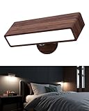 YiLaie Battery Operated Wall Lights,Walnut Wireless Wall Sconce for Bedroom,Rechargeable Wall Lights Cordless,Bedside Battery Wall Mount Reading Lamp Dimmable,Magnetic Stick on Wall sconce for Bedroom