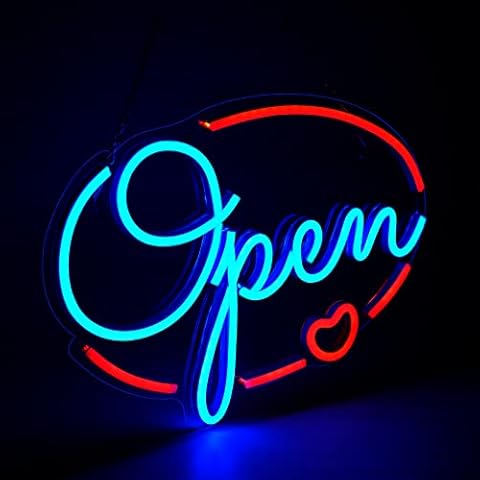 FITNATE Neon OPEN Sign, LED Neon Light Sign USB Powered Decorative Bar Open Sign for Home Bar Store Party Decor, Brightness Adjustable Cover