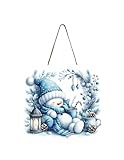 Snowman Christmas Handmade Printed Wood Christmas Ornament Small Sign (Sleeping Snowman)