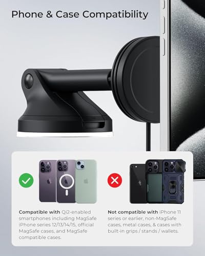 iOttie Velox Qi2 Mini: Magnetic Wireless-Charging Car Mount (Dashboard & Windshield) — view 3