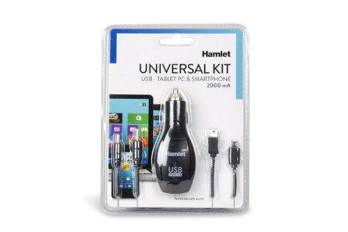 Hamlet XPW12MOB -Alimentatore Universale da auto 12V/ USB per Tablet/Smartphone/eBook readers
