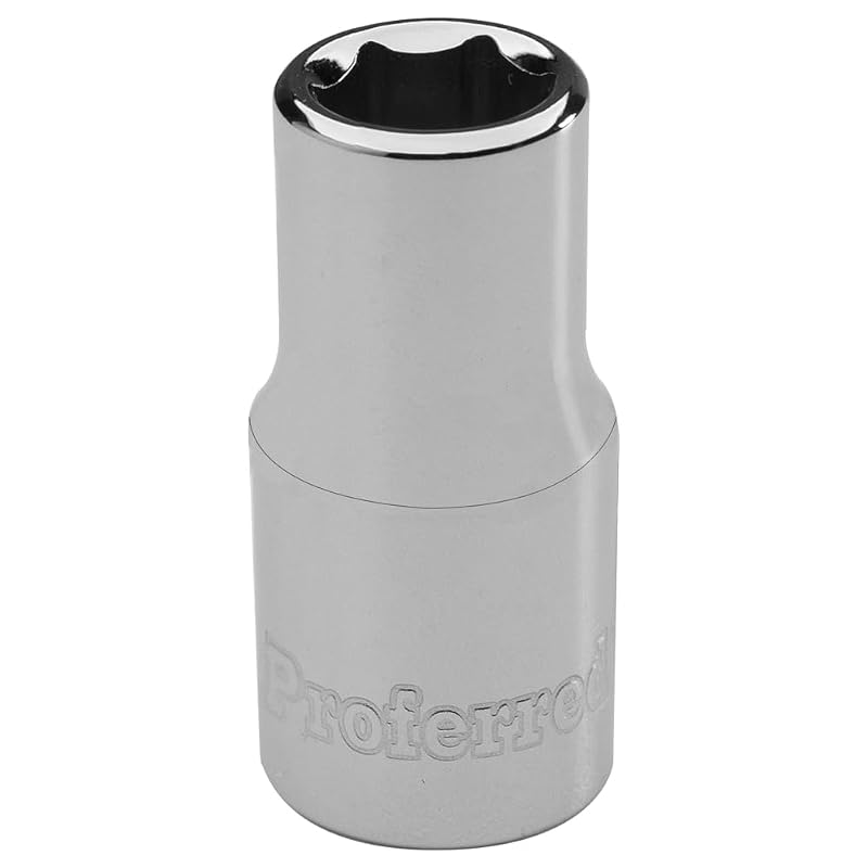 Soquete sextavado SAE Proferred S15008, encaixe quadrado de 6,35 mm (1/4 pol.), medida de 6,35 mm (1/4 pol.), 1 unidade