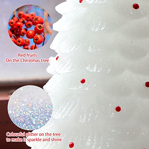 Image of MELTONE LED Christmas Candles with Remote: Handmade Carved Christmas Tree Real Wax Holiday Flameless Candles - Home Party Bedroom Xmas Holiday Easter Spring Decorations - Set of 3