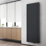 Heilmetz Design Paneelheizkörper 1800 x 600 mm Doppellagig Anthrazit Oval Röhren Heizkörper Mittelanschluss Vertikal Wohnzimmer/Badezimmer Heizkörper Heizung