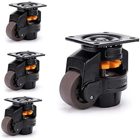 Skelang Leveling Machine Caster Model-80, Large Top Plate Leveling Wheel with Retractable NBR Pad for Heavy Workbench, Electric Equipment, Vending Machine, Total Loading Capacity 3300 Lbs, Pack of 4 Cover