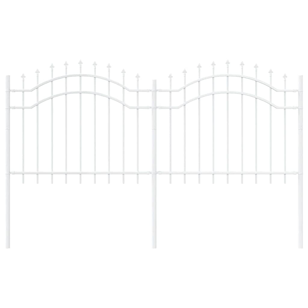 Garden Fence Woerden White 240 x 140 cm Powder-Coated Steel Decorative Boundary Marker for Flower Beds Vegetable Patches Rust-Proof Weather Resistant Modern Outdoor Landscape Border