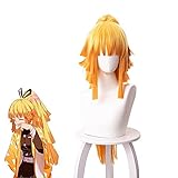 KAEVUD Female Zenitsu Agatsuma Kimetsu No Yaiba Cosplay Wig Long Claw Christmas Gifts Costume Wig Clip on Ponytail Synthetic Hair