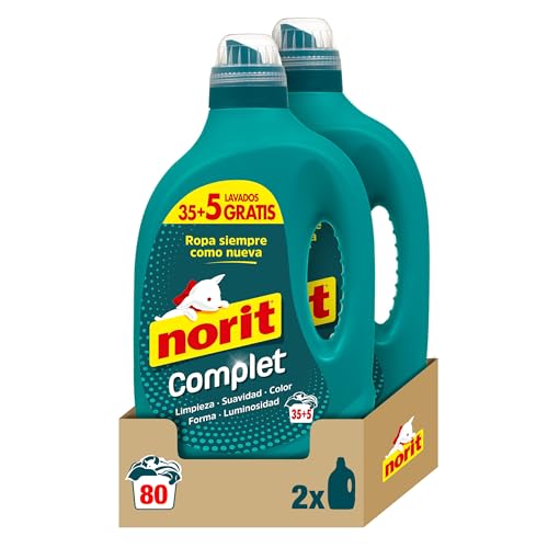 Norit Complet - Detergente Líquido para Toda la Ropa, Máxima Limpieza y Luminosidad, Cuida y Suaviza el Tejido, Mantiene Aspecto, Forma y Color Tras Lavado - Pack de 2 x 2 L
