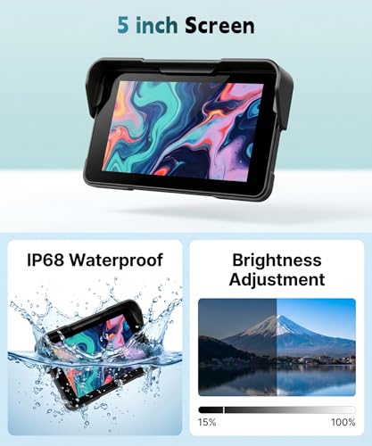 Image of Motorcycle Wirelsss Carplay Android Auto Screen, 5 inch Wireless CarPlay