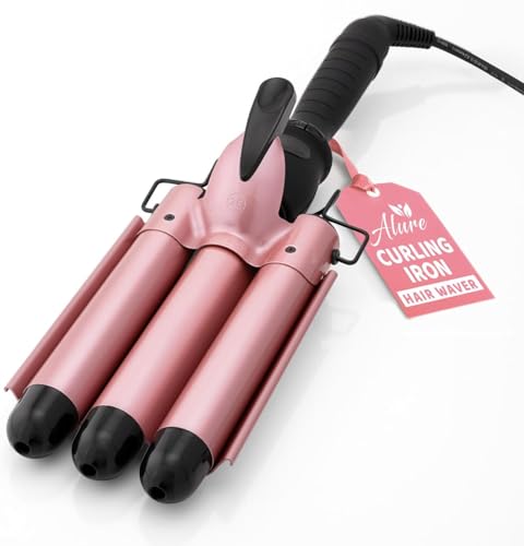 Alure Three Barrel Curling Iron Wand Hair Waver with LCD Temperature Display - 1 Inch Ceramic...