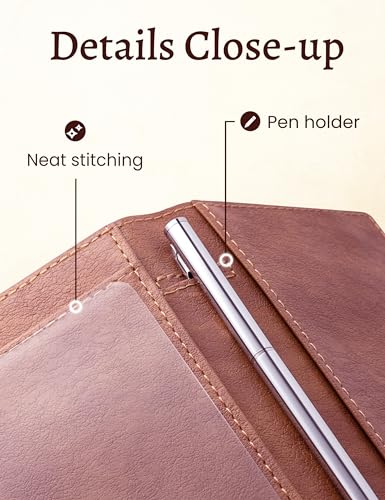 Image of Yarnic Checkbook Cover for Personal Checkbook Holder | Check Book Covers with Pen Holder & Built-in Clear Plastic Divider for Duplicate Checks (Dark Brown)