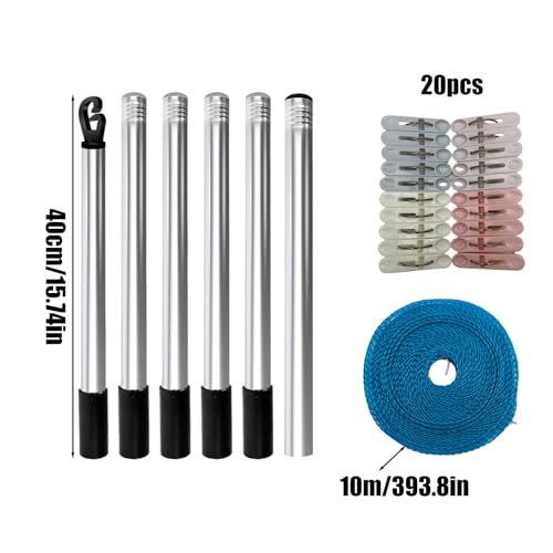 Support de linge pour jardin et pelouse avec poteaux de corde à linge de 220 cm de haut - 6
