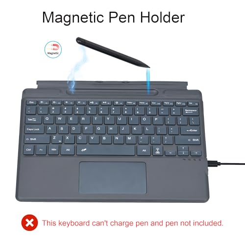 Image of Type Cover for Microsoft Surface Pro 11 /10 / 9 /8 / X, 13 inch, Ultra-Slim Bluetooth Keyboard with Multi-Touchpad Mouse Rechargeable, 7-Color LED Backlit (Black)
