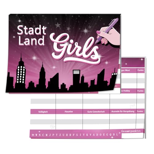 Stadt Land Girl, Geschenk für Coole Teenager Mädchen ab 10 11 12 13 14 Jahre, Spiel zum Mädelsabend, A6 Junior Kartenspiel Geschenkideen, Ostergeschenke Kommunion Konfirmation Geburtstag Geschenke