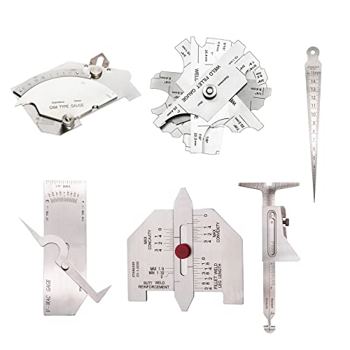 Necygoo Weld Gauge Set Includes Cam Type Gauge and Fillet Gauge and Hi-Lo Gauge and Taper Gauge and Porosity Undercuts Checking Gauge and Convexity Concavity Gauge Imperial