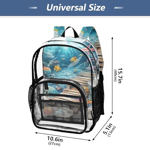 3d Creative Floor Painting Ocean Clear Backpack High School Clear Book Bag For Girls Transparent Seethrough PVC Backpack3