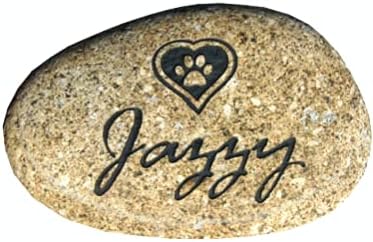Pet Memorial 7 inch Custom Engraved River Rock Heart paw Design