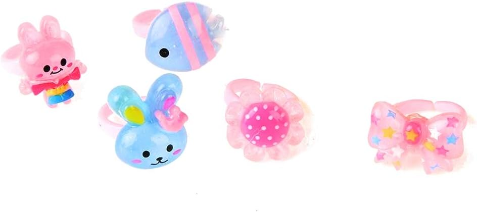 Trendy TapTrendy Tap Cute Cartoon Finger Rings for Girls Gifting in Assorted Colors (Pack of 5)