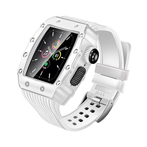 Bracelet en silicone pour Apple Watch avec boîtier métal robuste et film trempé