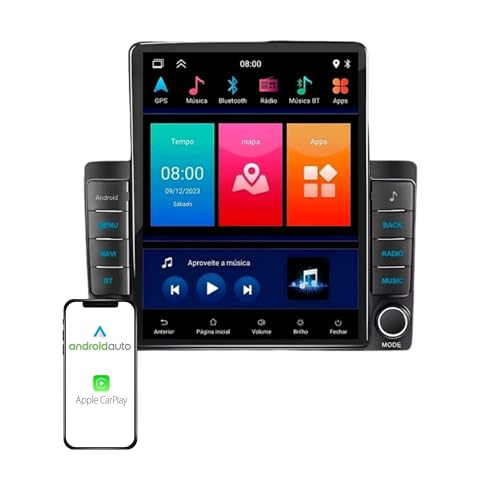 MULTIMÍDIA TESLA COM BOTÃO TELA IPS FULL TOUCH 9,7' ANDROID 13, 2/32GB, USB, SD, AUX, BLUETOOTH, CARPLAY E ANDROID AUTO CONECTIVIDADE COM OU SEM FIO, ENCAIXE PARA 7' OU 9'
