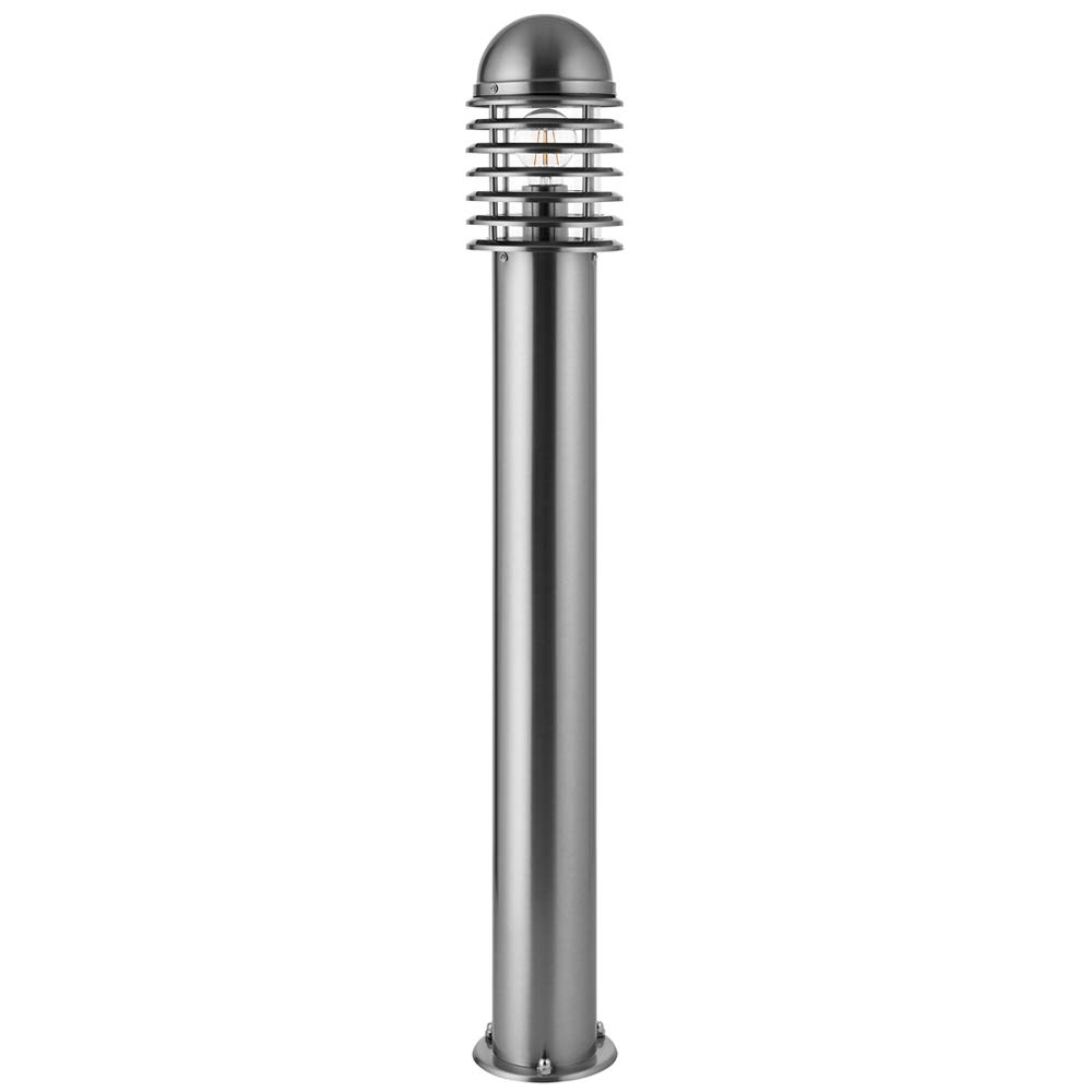 1m Outdoor Bollard Light - Polished Steel - Vandal Proof - External Pathway Lamp
