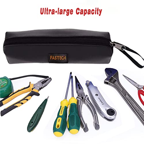 Fastech 1-Pack Zipper Utility Tool Bag, Small Leather Zipper Bags/Multi-Purpose Tool Pouch Tote Bags Storage Organizer For Screwdrivers, Pliers, Nut Drivers Gifts To Men/Women #TOP3