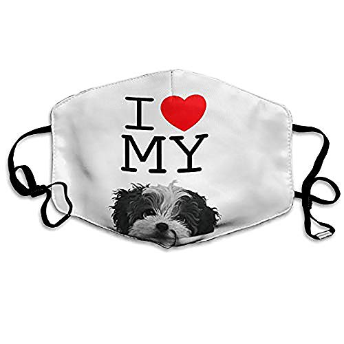 Myzly I Love My Black White Shih Tzu Dog Face Mask Magic Mask Scarf, Facial Decorations,super Soft Face Protection