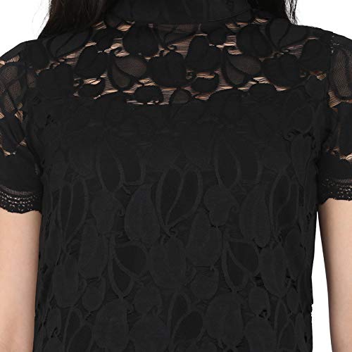 Image of Ojjasvi Women Black Lace Straight Kurta