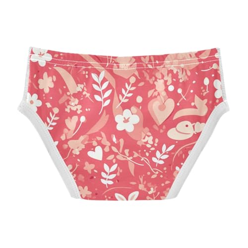 Pink Pattern with Ribbons Kisses and Flowers Little Boys Pure Cotton Briefs Breathable Children Panties2