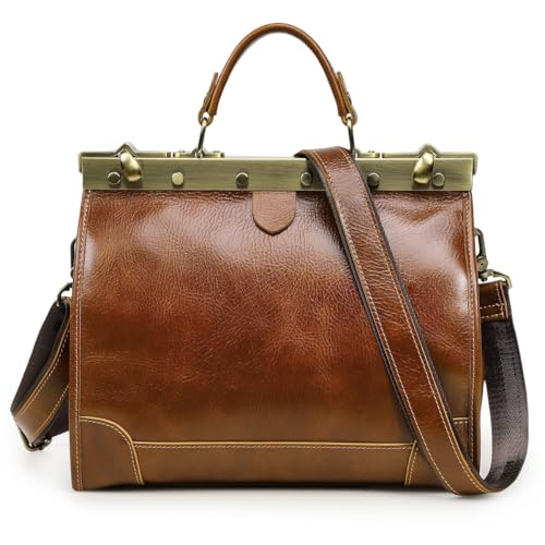 Bolso vintage de cuero full grain tipo doctor para mujer