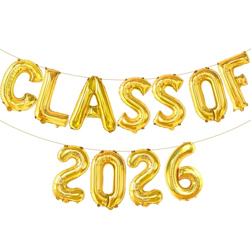 Image of Gold Graduation Decorations 2026, 16 Inch Class of 2026 Balloons | Graduation Balloons Banners, Class of 2026 Banner for Class of 2026 Decorations, Graduation Party Decorations, KatchOn