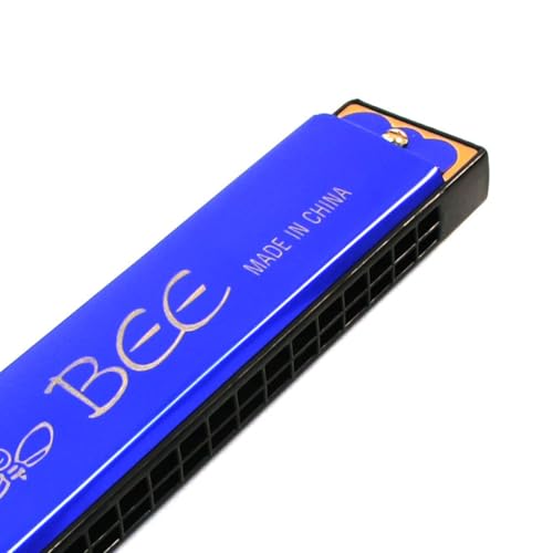 uxcell Child Bee Print 16 Holes Harmonica Mouth Organ Blue