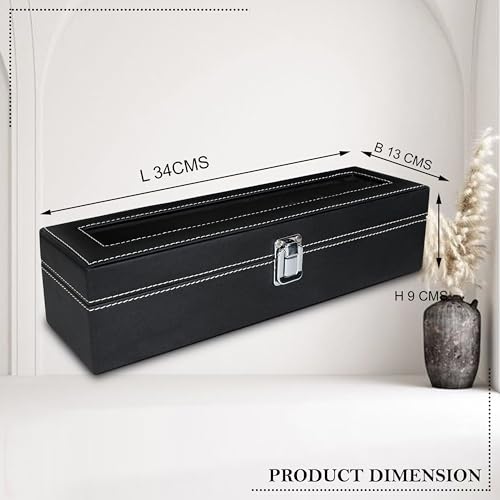Image of LEDO Watch Box Holder Organizer Case in 6 slots of Watches with Transparent Look Black color Velvet