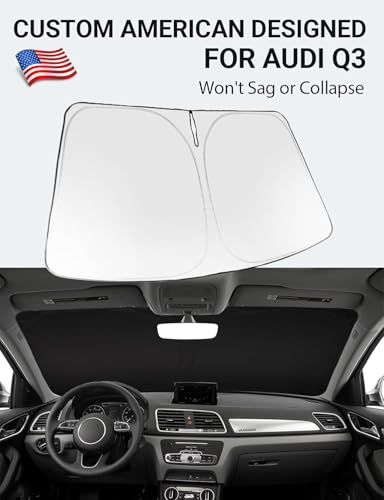 Image of Proadsy 2026 Upgrade Windshield Sun Shade Custom Fit 2013-2018 Audi Q3 Foldable Front Sunshade Protector Sun Visor Blocks UV Rays Keep Car Cooler