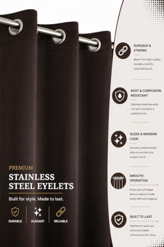 Image of LaVichitra 1 Piece Solid Premium Blackout Curtain - Thermal Insulated, 3 Layered, 100% Opaque Window - 4 feet, Dark Coffee