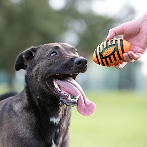Nerf Dog Brinquedo de borracha para cães de futebol com rodo espiral, leve, durável e resistente à á