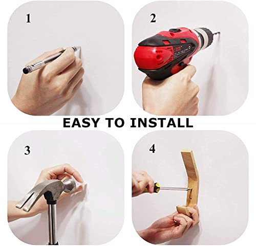Fujinzhu Wood Hooks Wall Mounted,Decorative Natural Wood Coat Hanger,Coat Hooks, Rubber Wood Hooks (Pack 4) Wall Hangers Hooks For Hanging Coats, Hats Hooks, Bags Hooks, Towels Hooks #TOP3